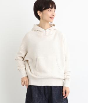 もちもち裏毛 杢調ジップ付きパーカ(オートミール-2)