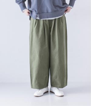 コットンツイルタックワイドチノパンツ(モスグリーン-F)