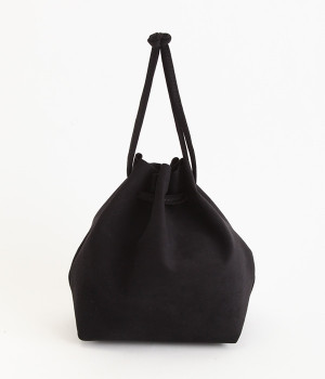 マイクロファイバースエード　巾着バッグ(ブラック-ONESIZE)