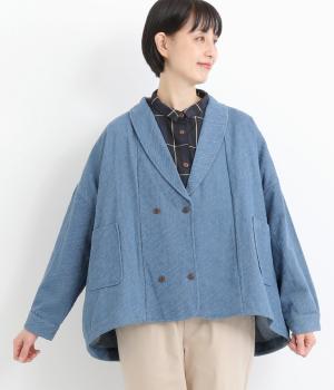 ジャカードデニムショールカラーWボタンジャケット