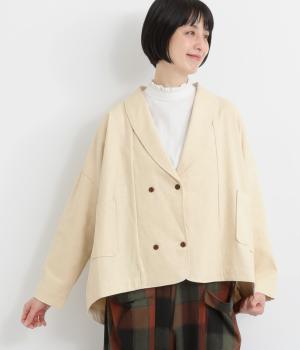 ジャカードデニムショールカラーWボタンジャケット(ホワイト-F)