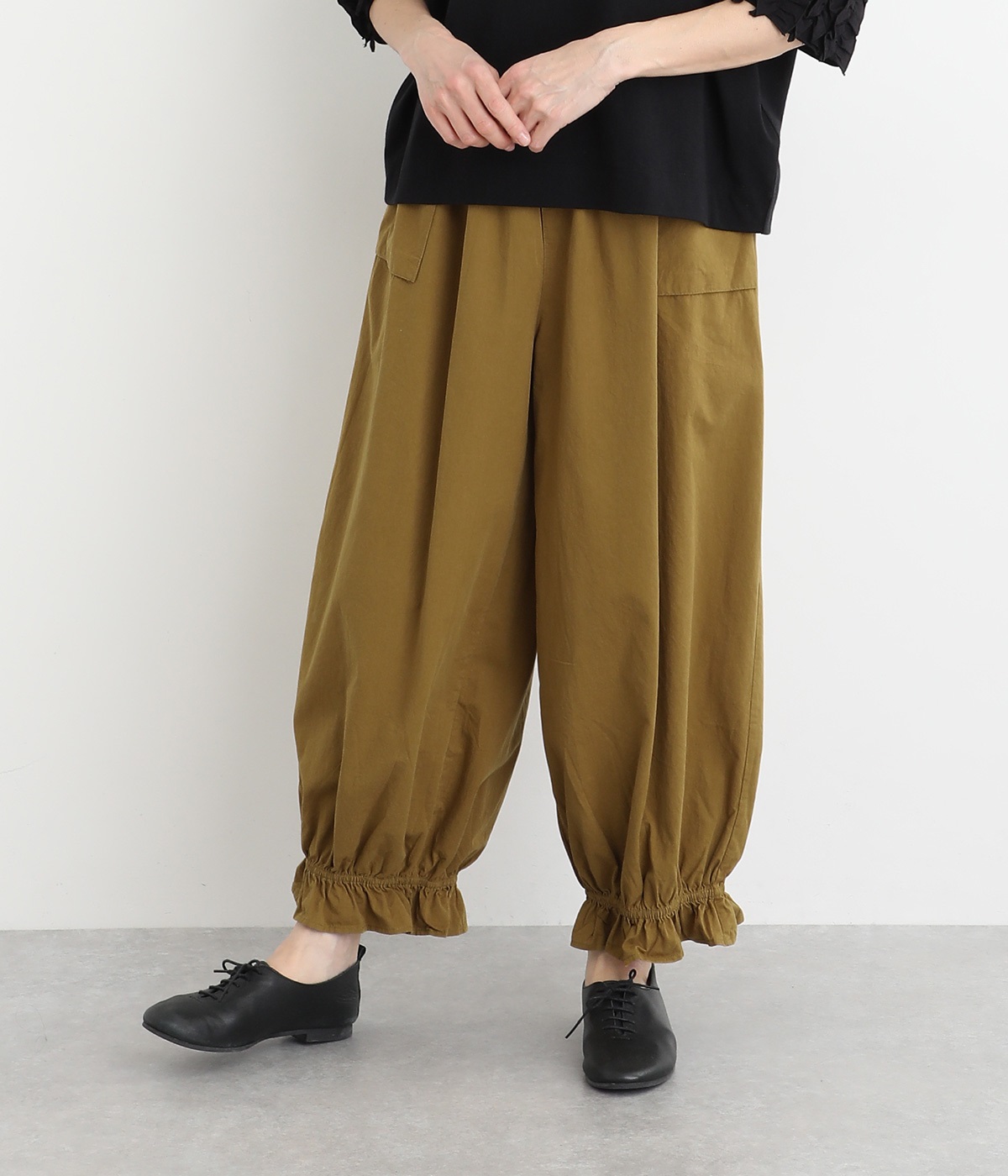 コットン　UESD風フリルパンツ(キャメル-ONESIZE)