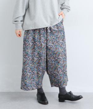 アンティークフラワーゆるっとワイドパンツ(ブラック系-F)