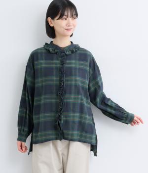 ナチュラルチェックフリルカラーシャツ(ブラックウォッチ-F)
