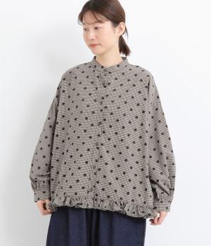 レースドットとはしごレースフリルブラウス