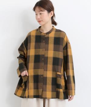 BIG CHECKギャザーポケット付シャツ