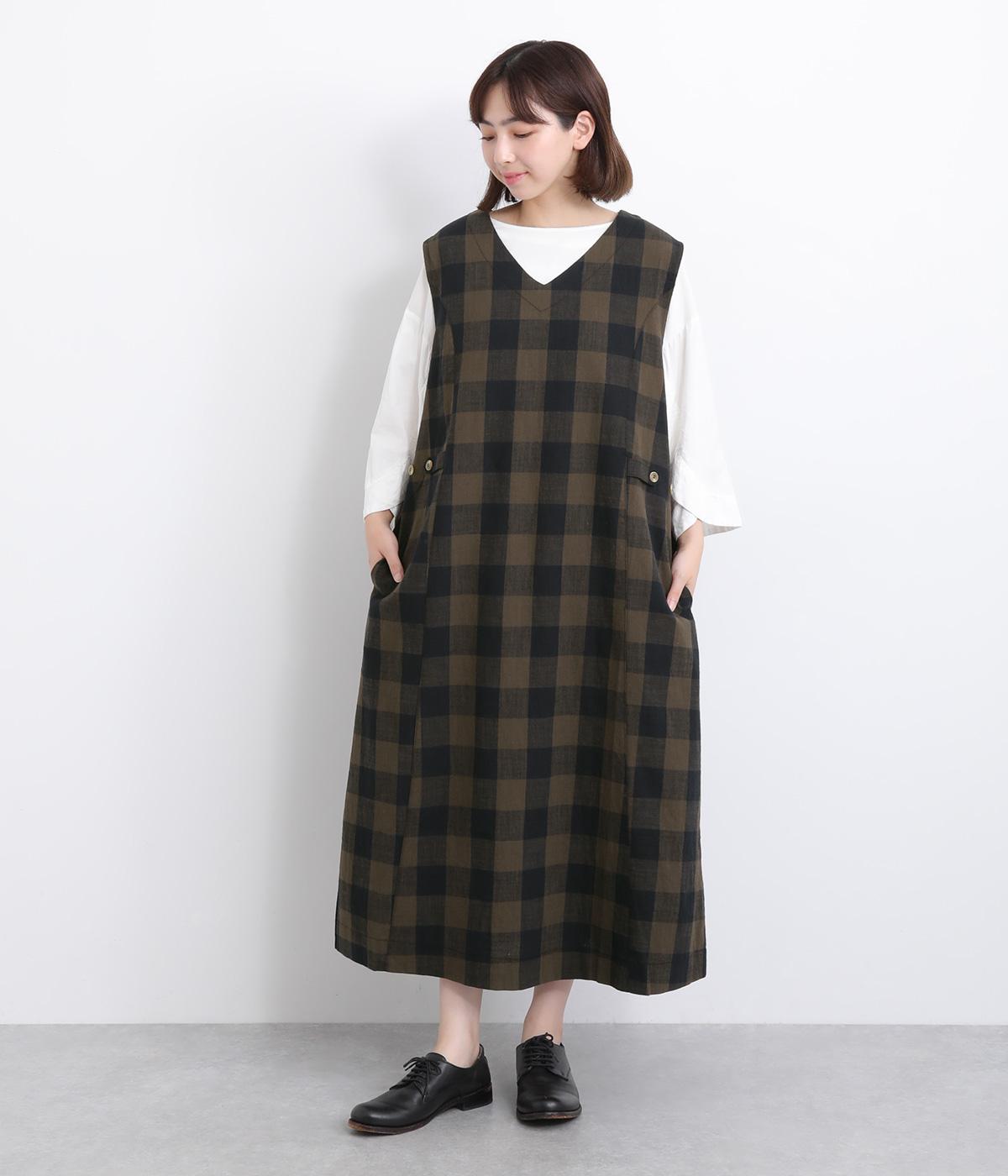 sheller ブロックチェックウールキュロット ブロックチェックニットソースカート