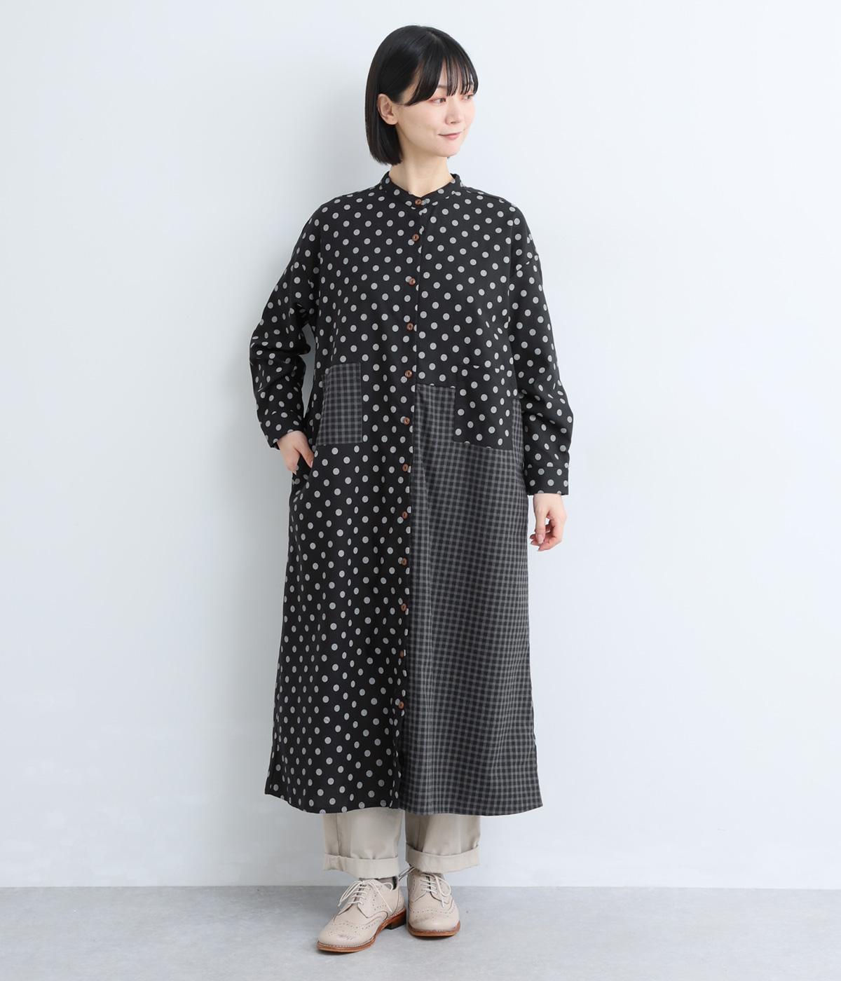 h アルベロベロ 未使用 チュニック ワンピース ドット チェック 切替 黒 ドットギンガムチェック切替ワンピース（COLORK）の商品詳細