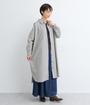 手書きストライプミニレギュラーカラーワンピース