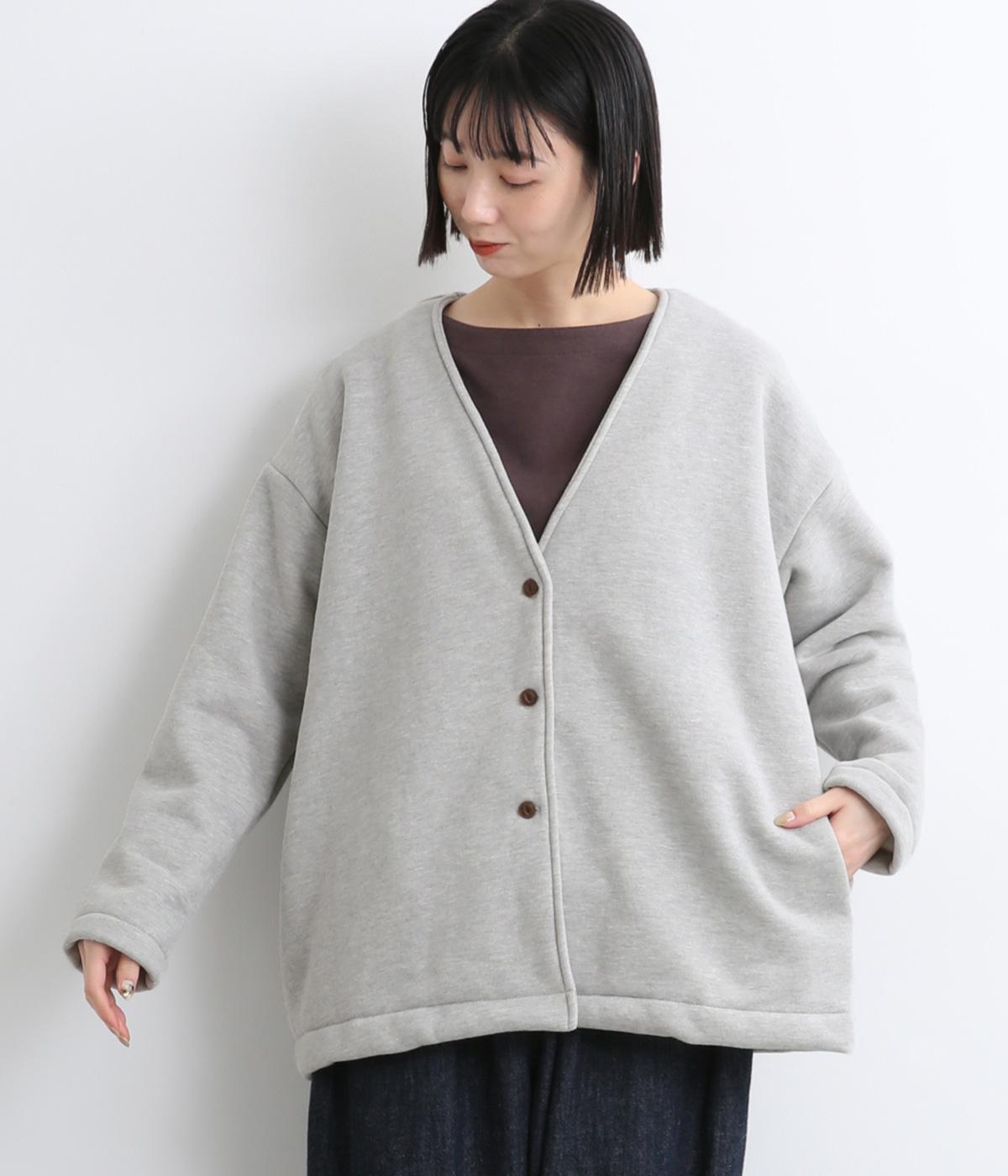 裏起毛Ｖネックジャケット(グレー-F)