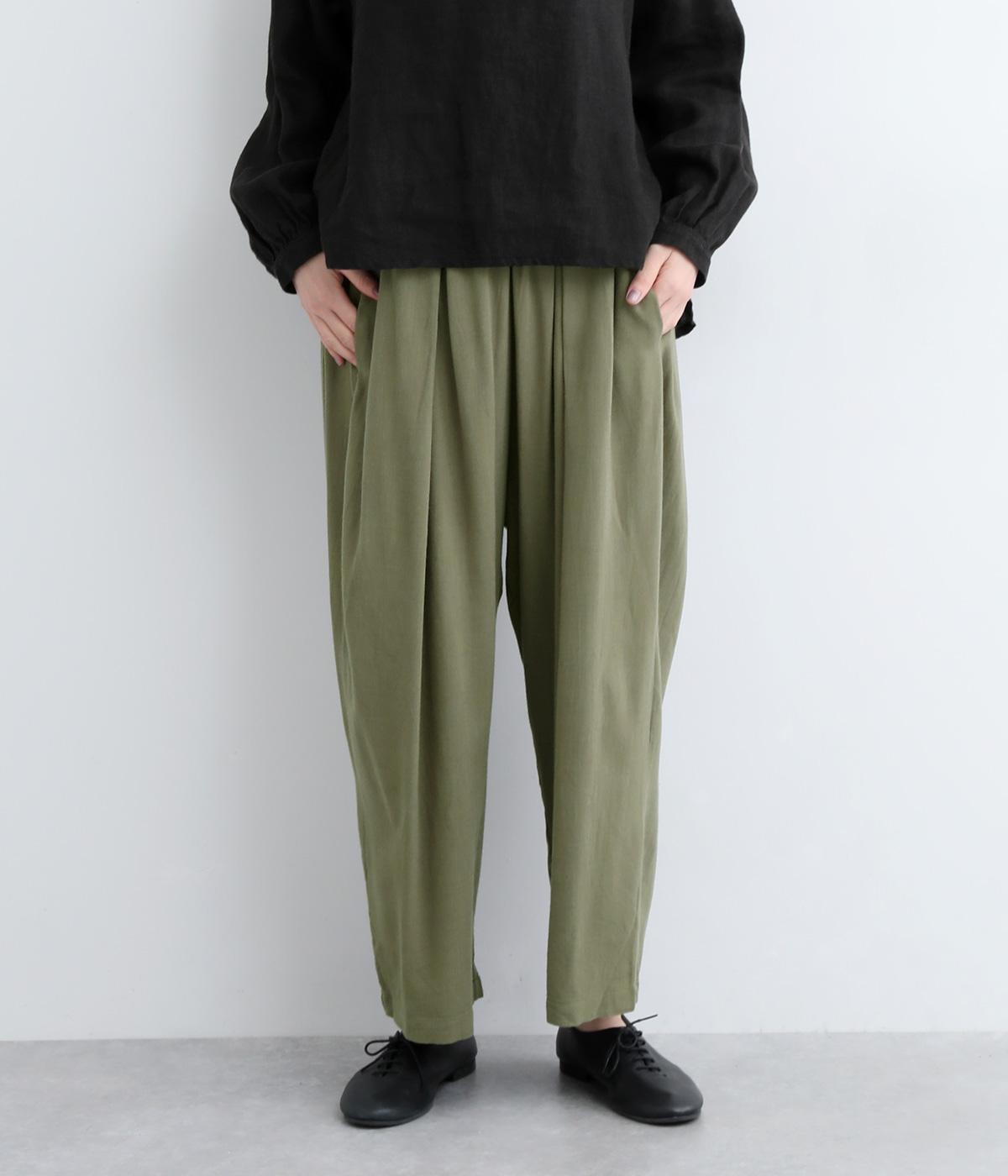 レーヨンリネンゆったり丸みパンツ(カーキ-ONESIZE)