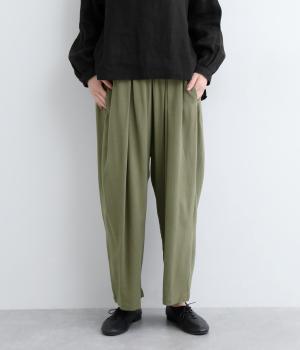 レーヨンリネンゆったり丸みパンツ(カーキ-ONESIZE)