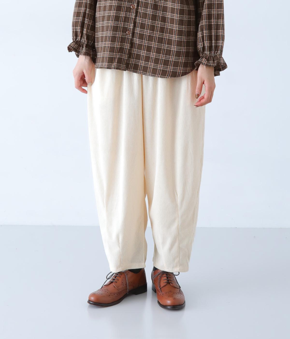 やわらかコール天ラウンドバルーンパンツ(ナチュラル-F)