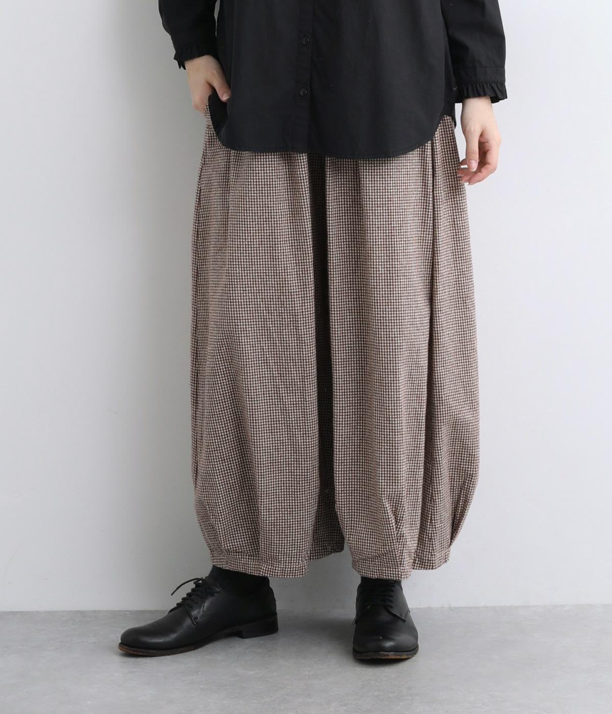 起毛miniギンガムチェックバルーンパンツ(ベージュ-F)