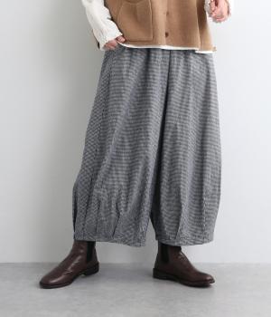 起毛miniギンガムチェックバルーンパンツ(ネイビー-F)