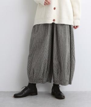 起毛miniギンガムチェックバルーンパンツ(ブラック-F)