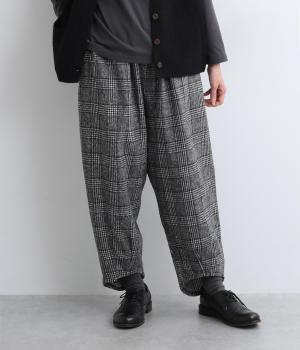 ラウンド後ろロングパンツ(グレンチェックブラック-F)
