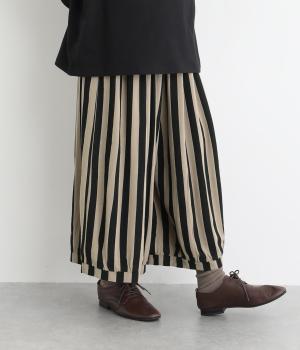 リネンビッグストライプナチュラルパンツ(ベージュ-F)