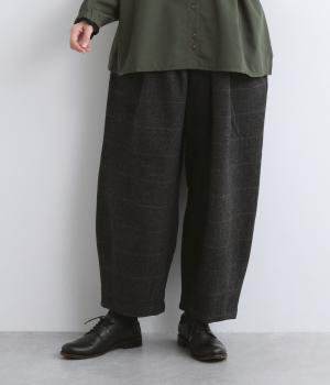 ウール混へリンボンザクっとパンツ(ブラック-F)