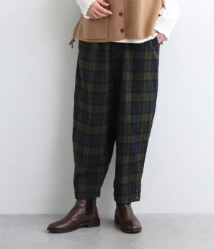 起毛ビッグチェック裾ボタンすっきりパンツ(ブラックウォッチ-F)