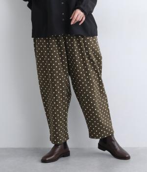 起毛ドットサルエルパンツ(ブラウン-F)