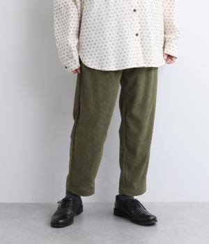 柔らかコール天テーパードパンツ(カーキ-F)