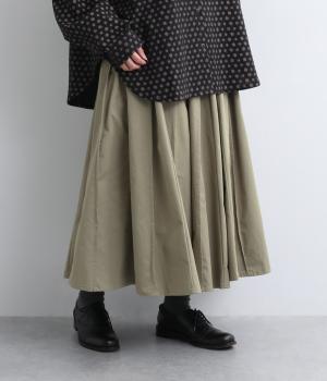 コットンダンプ切替風スカート(カーキ-F)