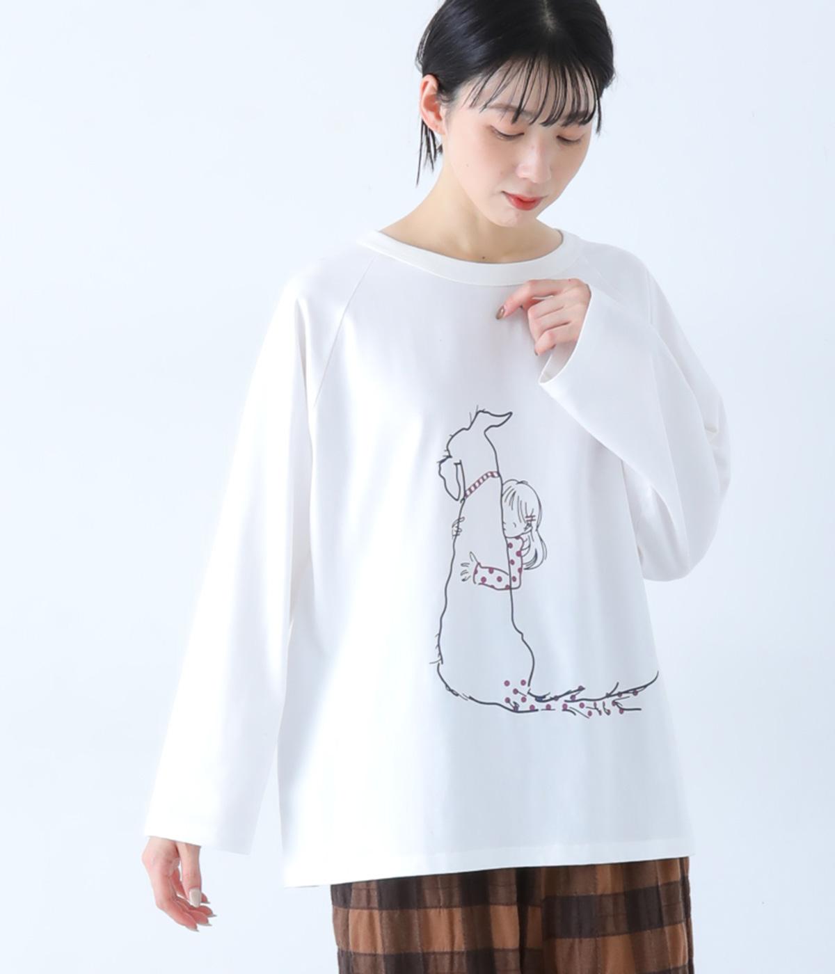 帰ってきたＤＯＧプリントロングＴシャツ(ホワイト-F)