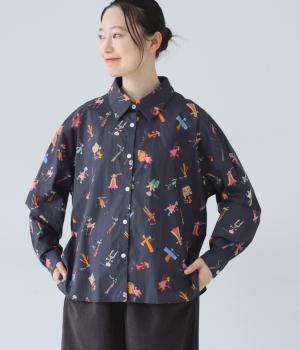コットン柄シャツ