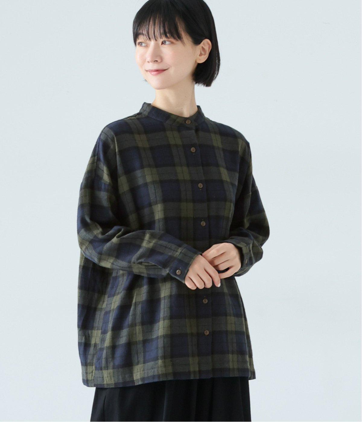 起毛BIGチェックシンプルワイドシャツ(ブラックウォッチ-F)