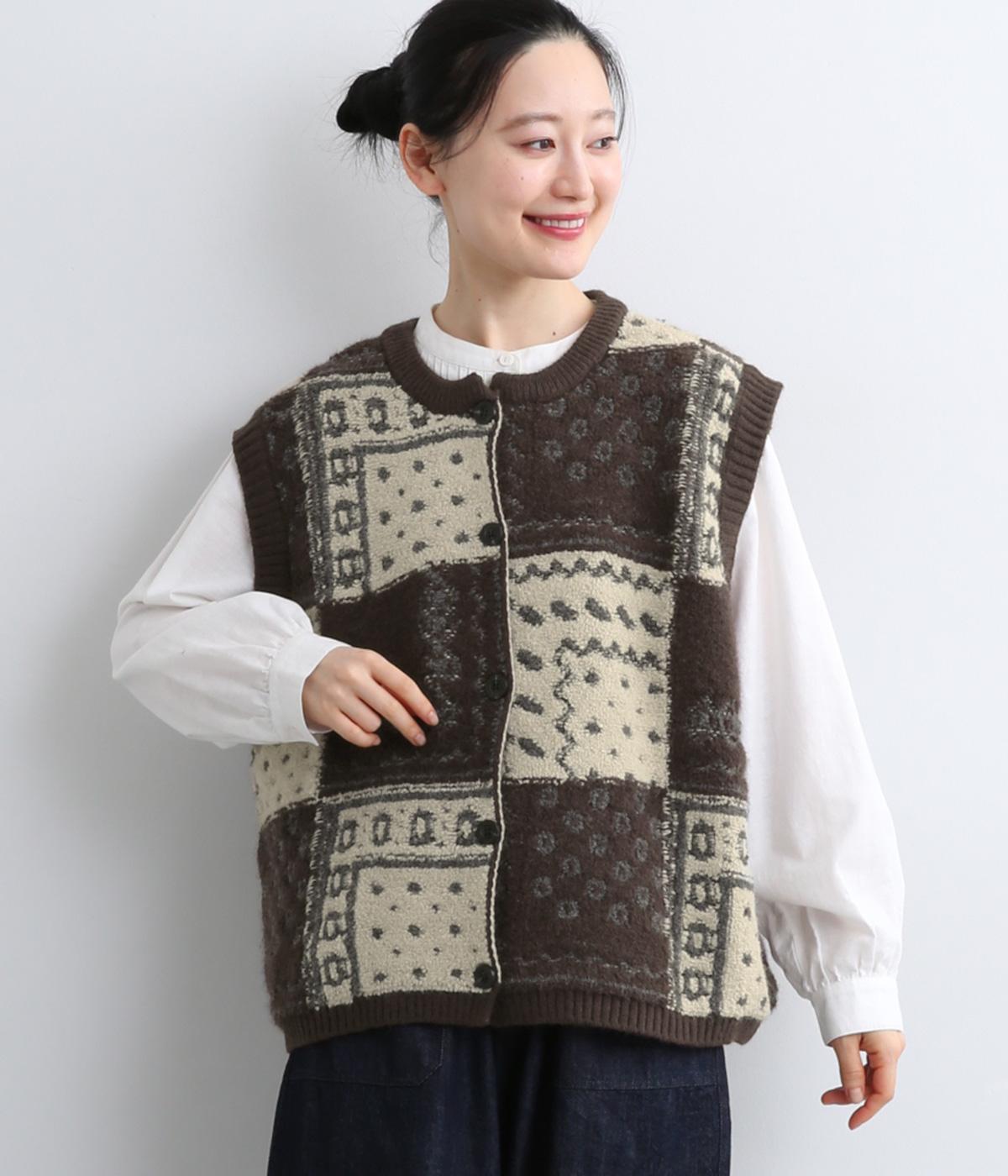 YENN パッチワークニットベスト YENN パッチワークニットベスト YENN（イエン）の「【YENN】PATCHWORK