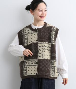 バンダナパッチワークニットベスト