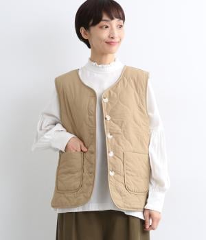 ナイロン×ＢＯＡリバーシブルベスト(ベージュ-F)