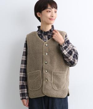 ナイロン×ＢＯＡリバーシブルベスト(ライトカーキ-F)