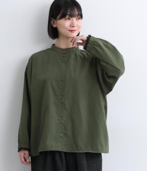 布帛袖レース付きシャツ