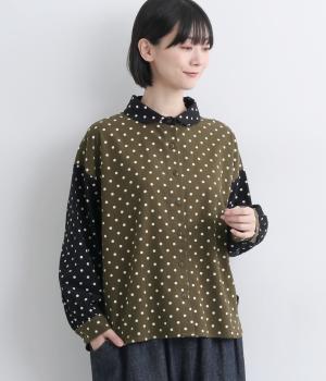 起毛ドット丸襟シャツ