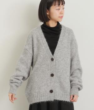 無地ふわふわニットBIGカーディガン(グレー-F)