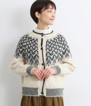 ニット求心柄カーディガン(ナチュラル-F)