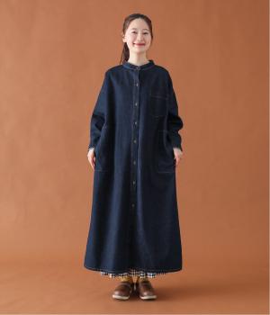 やわらかデニムロングコート風ワンピース