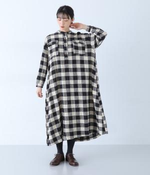 ポコポコブロックチェックテントシルエットワンピース