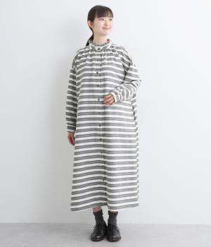 ボーダー襟フリルワンピース