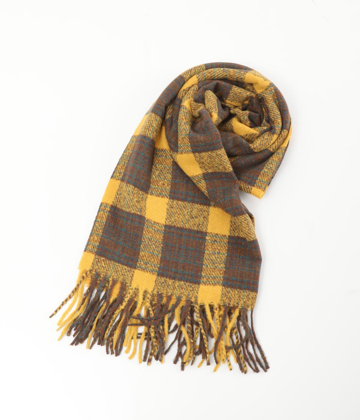 チェックストール(マスタード-F)