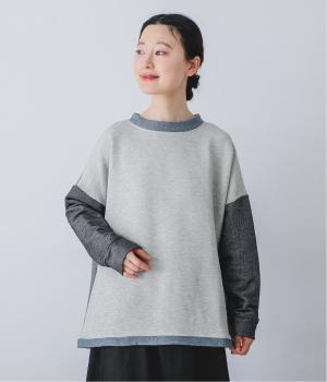 デニム調カットソー　ビッグプルオーバー