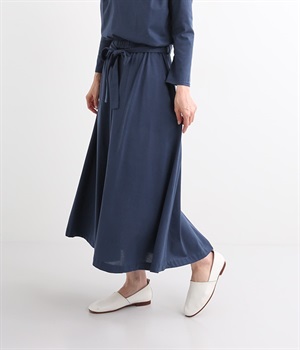 コットンシルケット天竺フレアスカート(ネイビー-1)