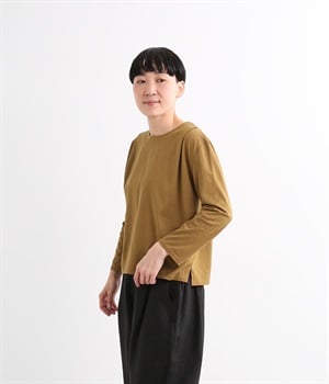 コットンシルケット天竺プルオーバー(キャメル-1)