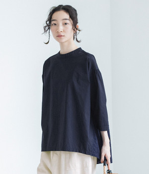 フラワー刺繍後ろ切り替えブラウス(ネイビー-ONESIZE)