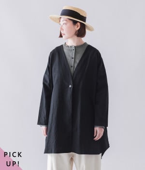 リネンコットン ロング羽織りジャケット