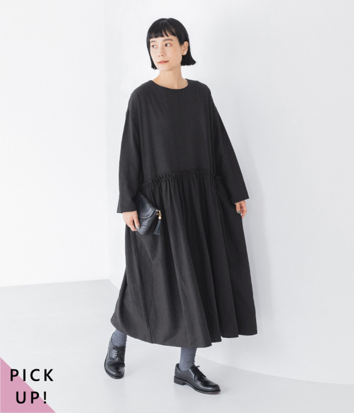 nop de nod フリルタイ付きワンピース