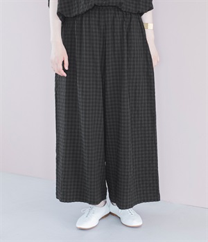 ギンガムチェックワイドパンツ(ブラック-ONESIZE)