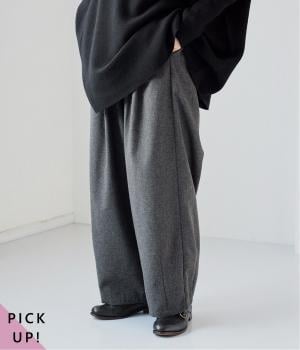 起毛ゆったりワイドパンツ(ダークグレー-F)